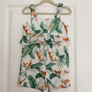 NEW Janie & Jack girls jungle floral print ruffle vacation romper size 5 years